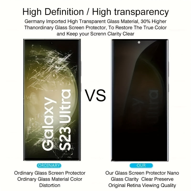 9H Anti-Spy Tempered Glass Screen Protector for S24 S23 Full Coverage Privacy Scratch Resistant