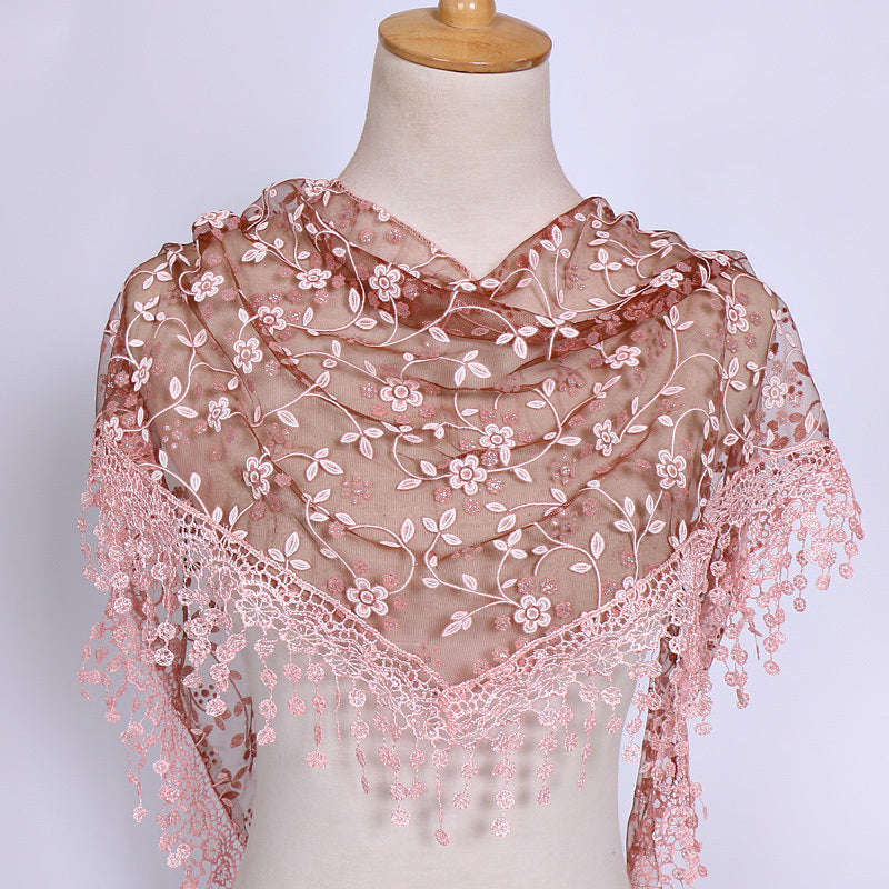 Women's Lace Triangle Veil and Scarf Set for Church Chapel Mantilla Style
