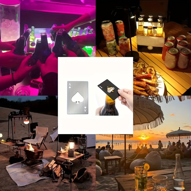 "Ace of Spades" shishani ochuvchi - metall, poker karta dizayni, zanglamaydigan po'lat, cho'ntak o'lchamida, xona dekoratsiyasi.