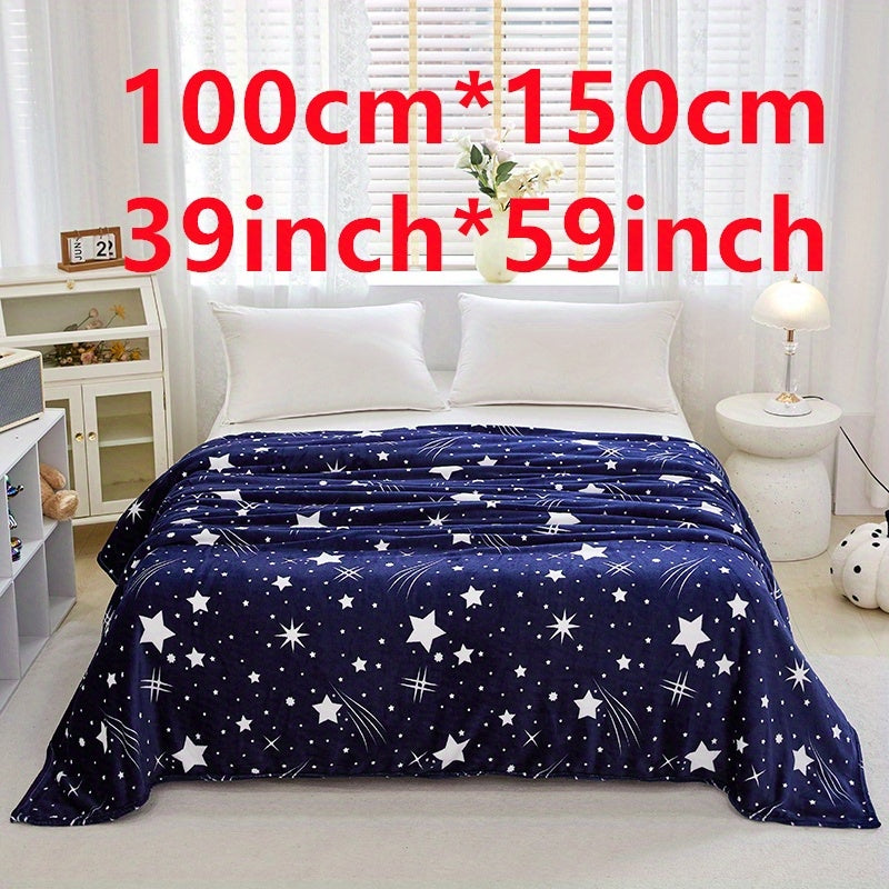 Meteor Shower Pattern Flannel Fleece Blanket for Couch Bed Cozy Lightweight Polyester