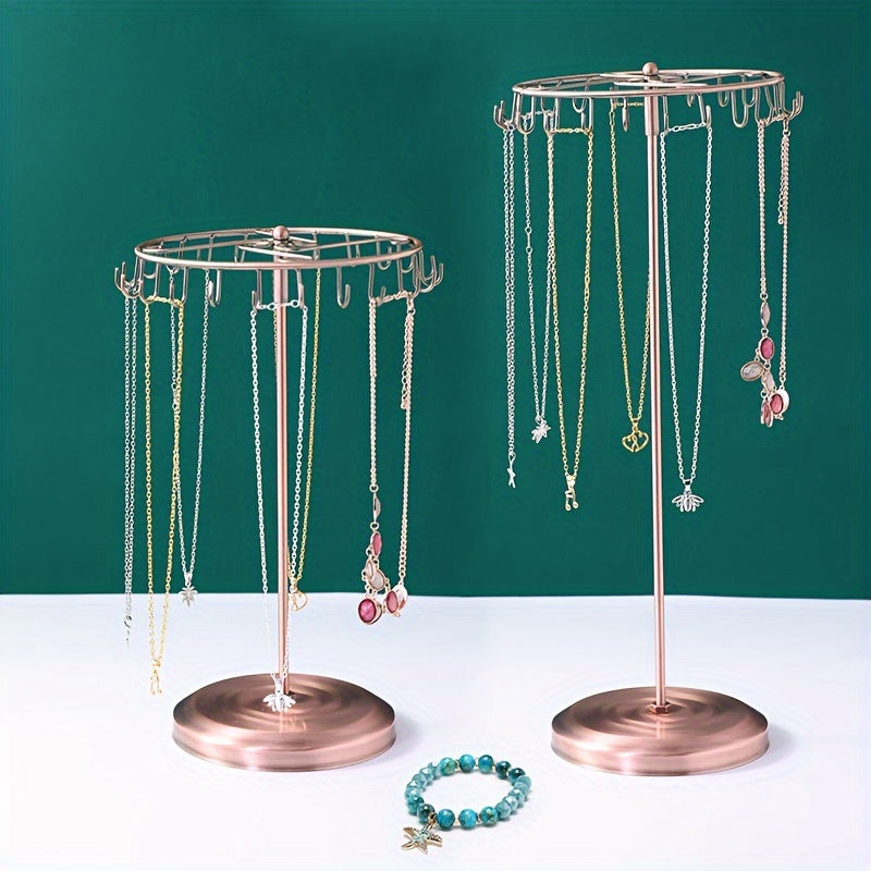 Rotating Jewelry Organizer for Necklaces and Bracelets Black Plastic Space-Saving Storage