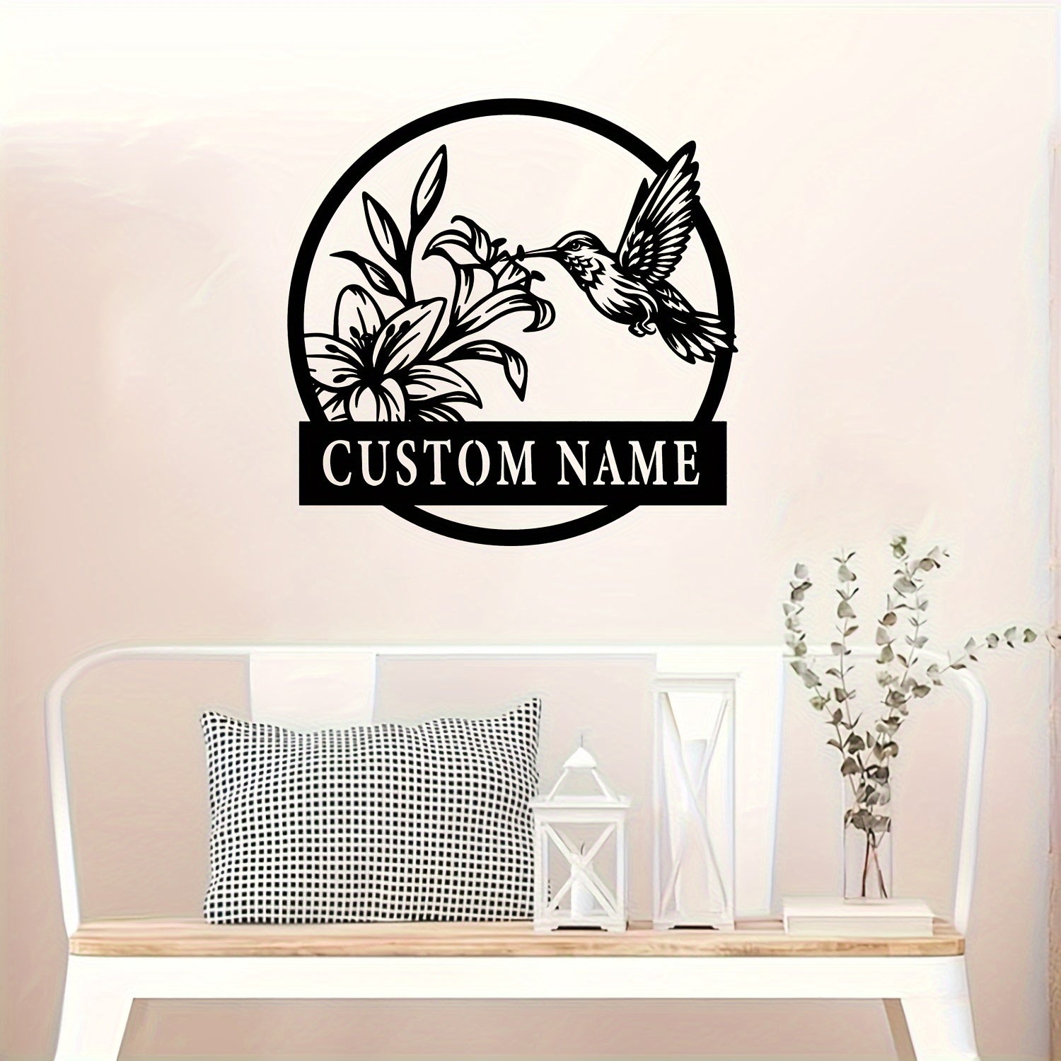 Personalized Hummingbird Metal Wall Sign Custom Name Indoor Outdoor Decor