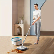 Rotating Mop and Bucket Kit with 2 Microfiber Cloths for Floor Cleaning