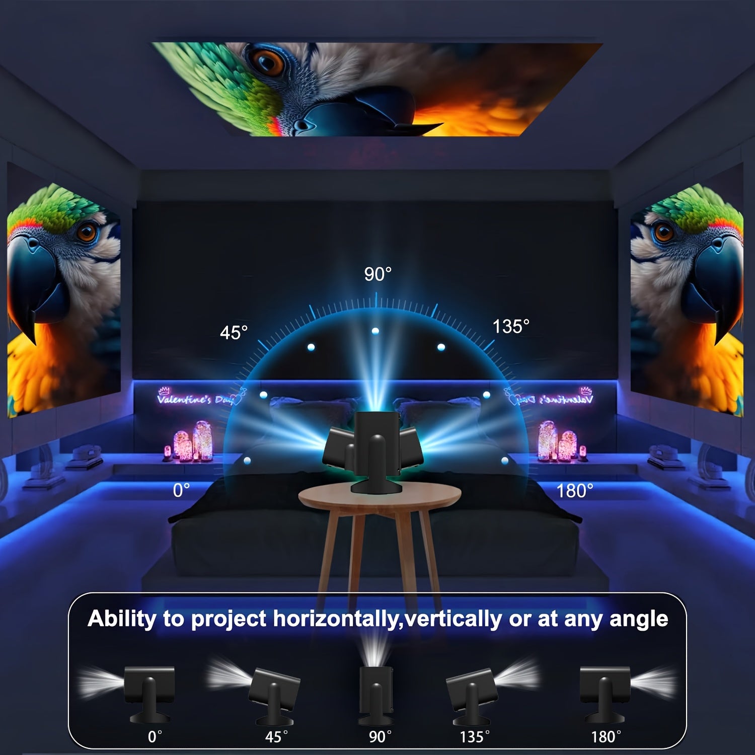 Mini 4K Projector with Auto Focus Keystone Correction HD Home Cinema