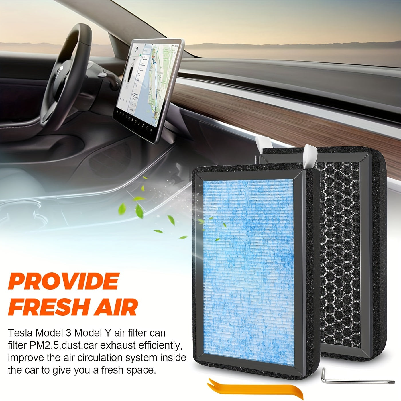 2-Pack Cabin Air Filters for Tesla Model 3 and Y HEPA Activated Carbon
