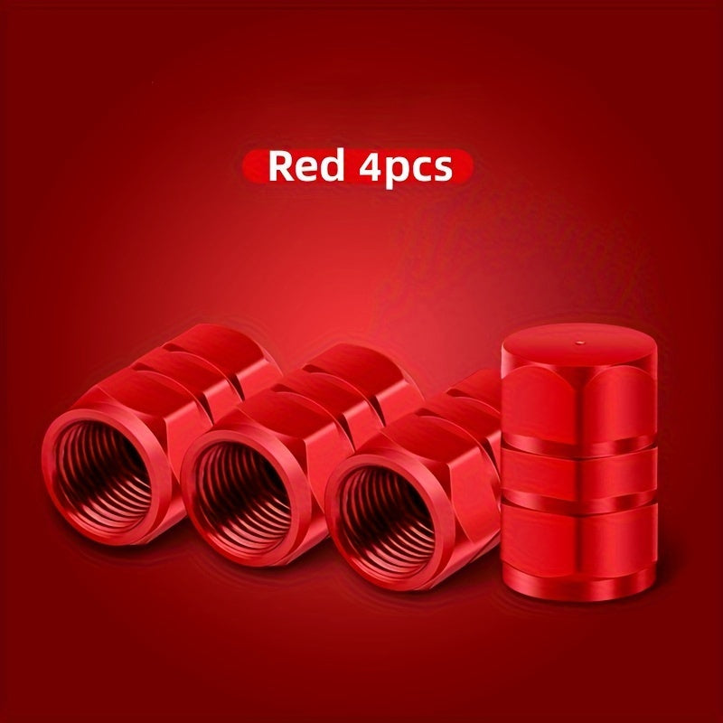 Set of 4 Aluminum Alloy Car Tire Valve Caps Dustproof for Vehicles