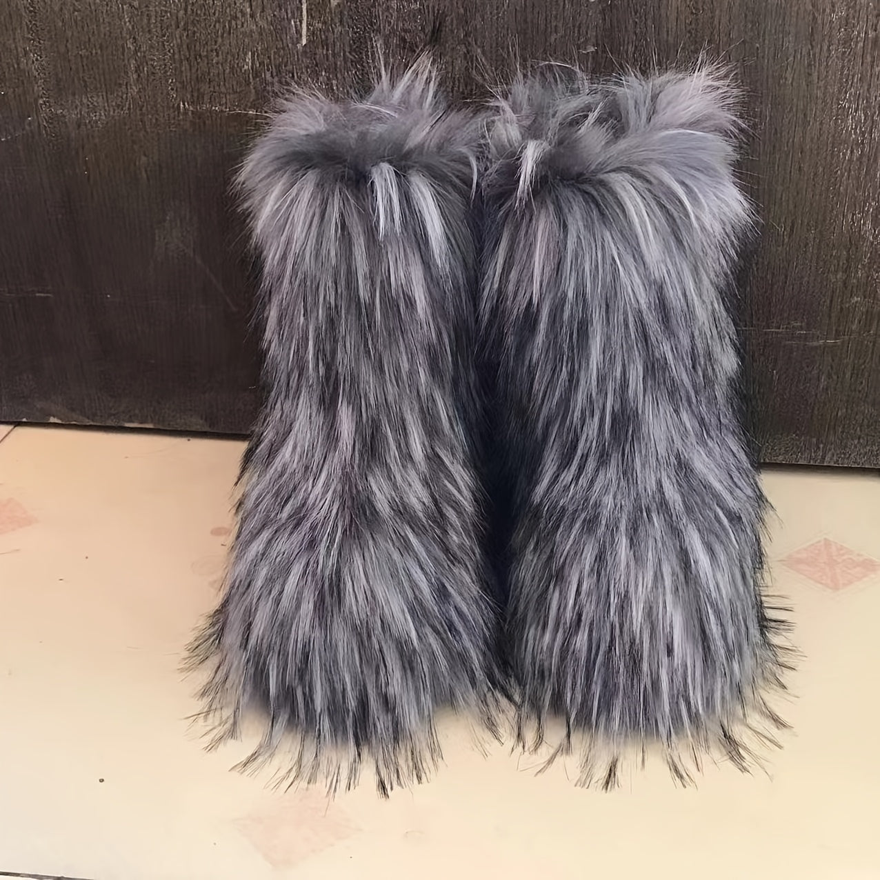 Women's Snow Boots Furry Mid-Calf Winter Slouch Fleece Warm Boots