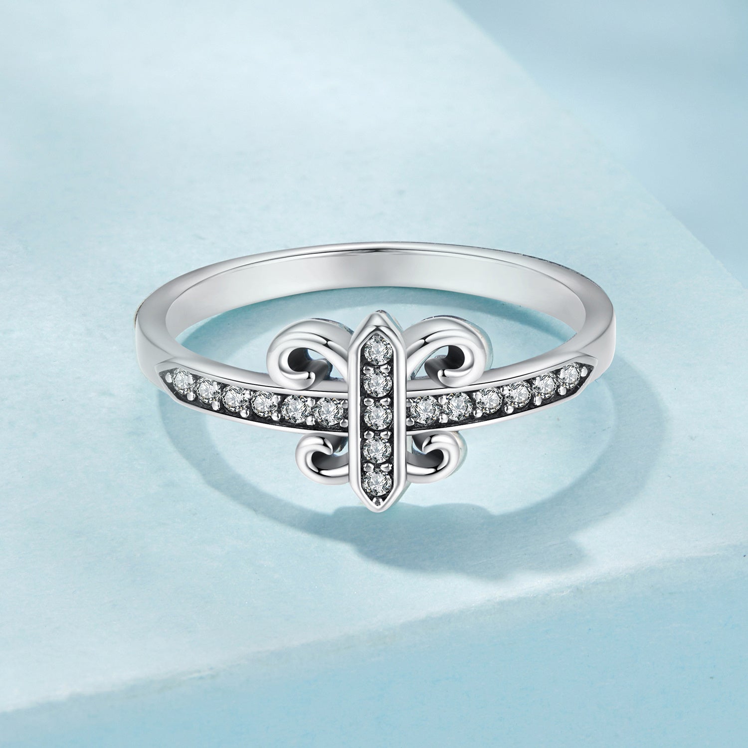 925 Sterling Silver Vintage Iris Flower Ring, Cubic Zirconia bilan bezatilgan, Musiqa festivallari va partiyalar uchun ideal, 2.8g og'irlikda yengil, Kundalik kiyish uchun mos