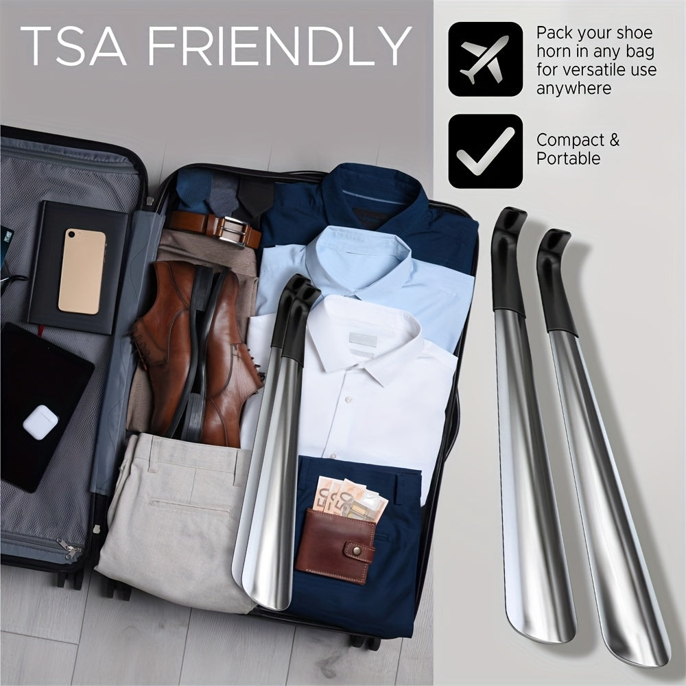 Unisex Stainless Steel Long Shoe Horn 16.5 Inch Easy Grip Shoe Puller