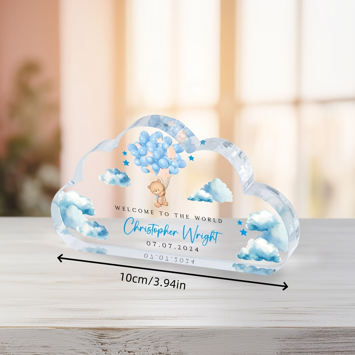 Customized Kids Boy Memento Vertical Acrylic Photo Frame for Nursery and Baby's First Year