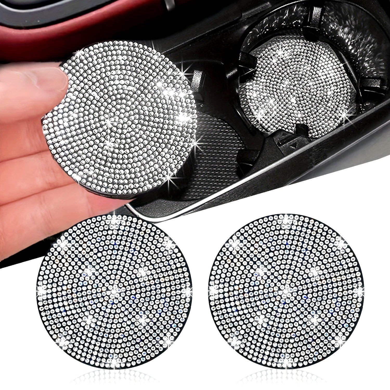 Bling Car Cup Holder Coasters 6.99cm Anti-Slip Shockproof for Vehicles