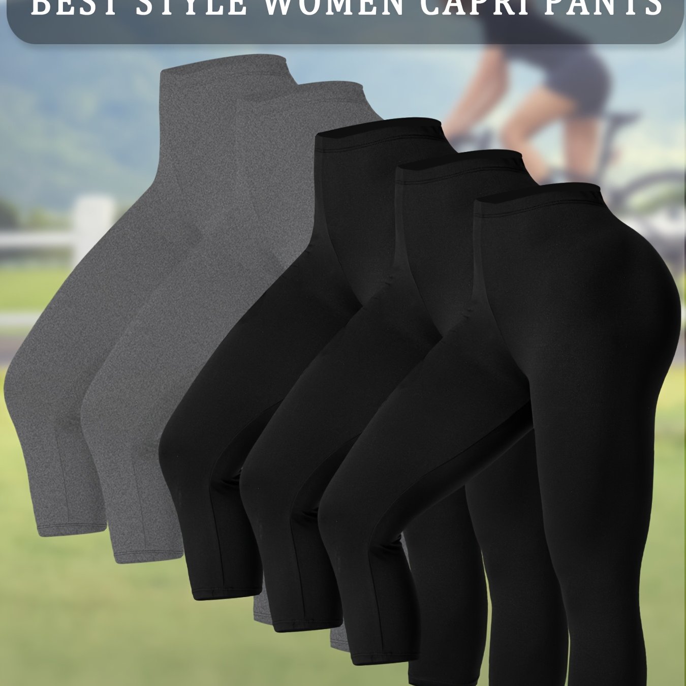 Plus Size Women Capri Pants High Stretch Solid Color Knit 5-Pack