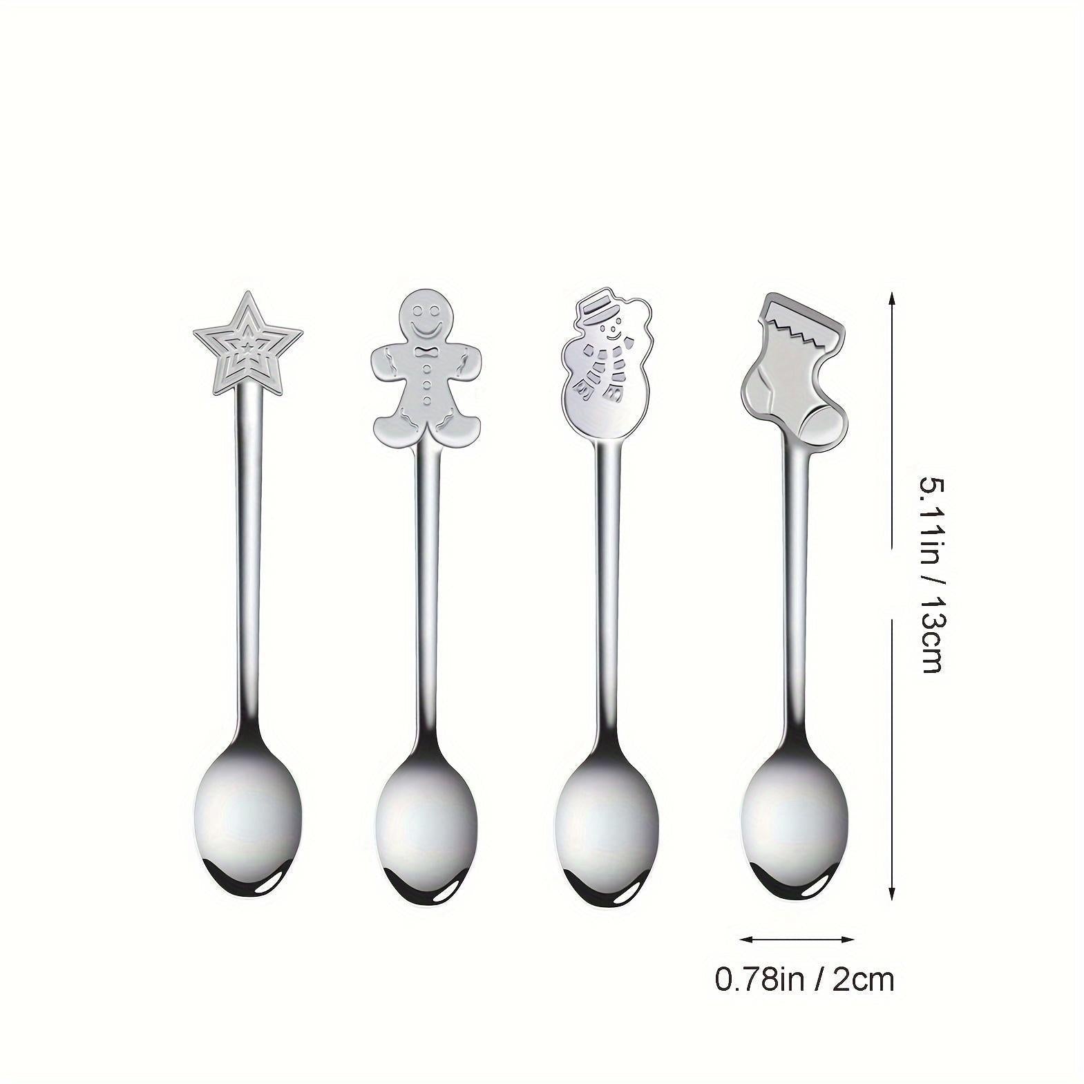 8-Piece Stainless Steel Mini Spoon Set with Holiday Designs for Tea Coffee Desserts