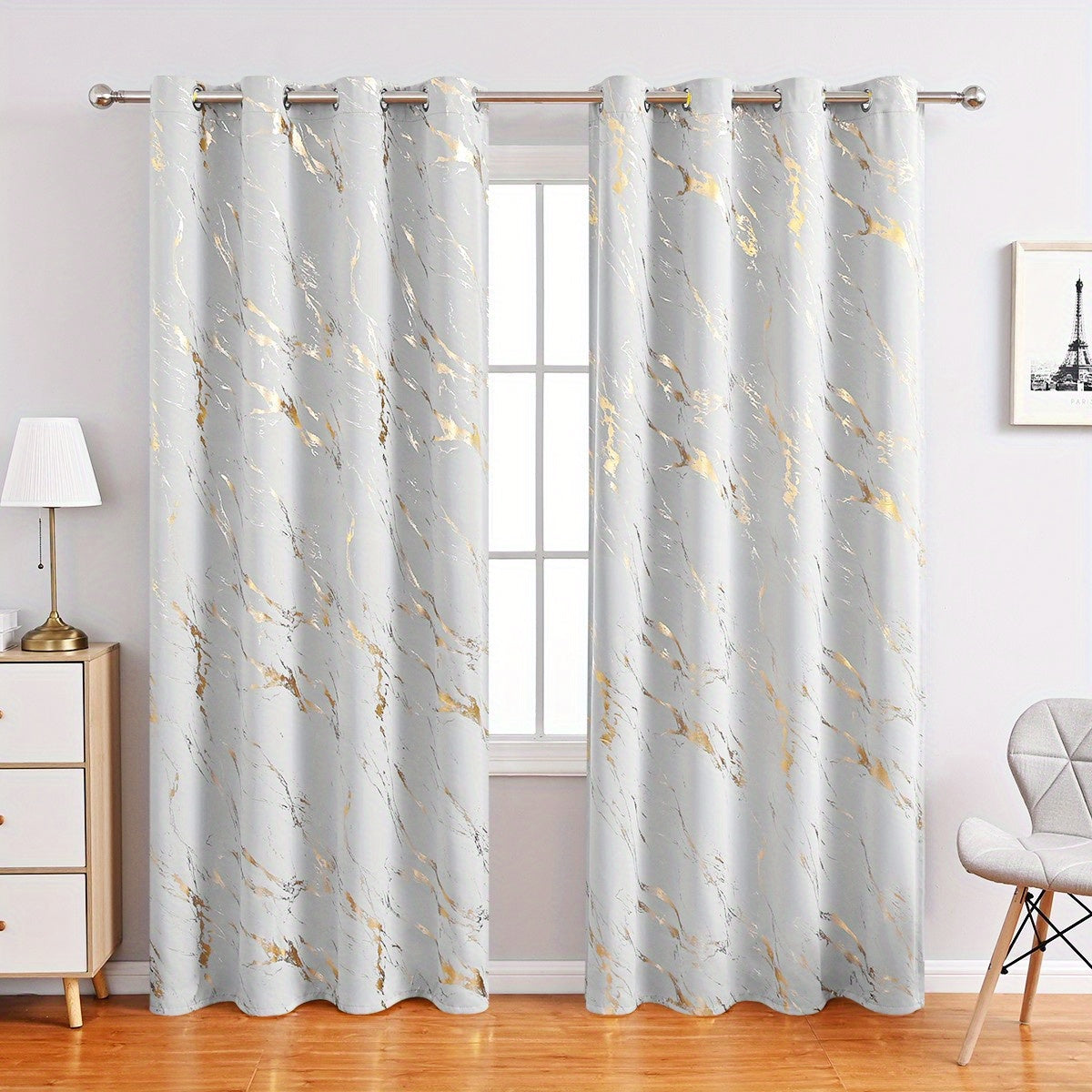 Gray Marble Pattern Curtains for Bedroom Living Room Office Kitchen Modern European Style