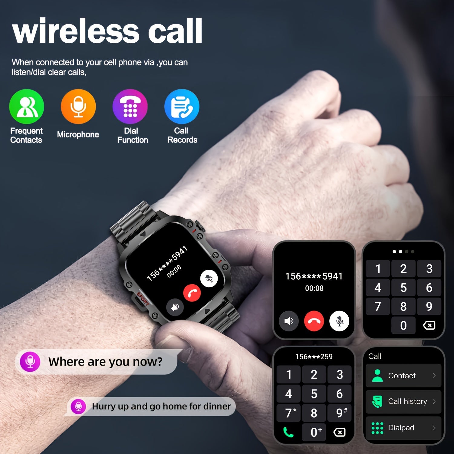 Men's Rugged Smartwatch with Wireless Talk and 100+ Sports Modes