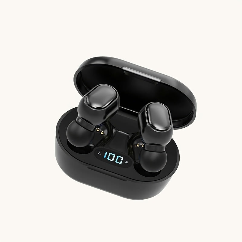 Wireless In-Ear Headphones with Button Control LED Power Display Long Battery Life Compatible with Multiple Devices