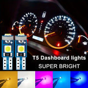 10 piezas de luces LED T5 para tablero de coche, lámpara interior, 12V, blanco brillante