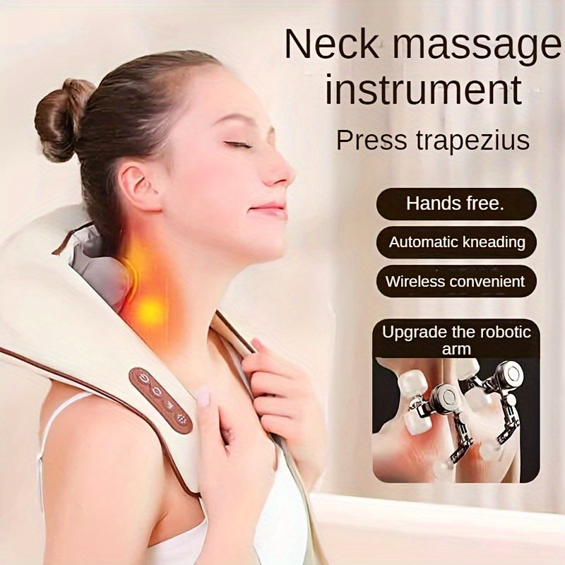 RelaxPro bo'yin va yelka massaj qiluvchi sharf, issiq siqish bilan, qo'l bilan ishlatmasdan, USB orqali zaryadlanadigan, portativ to'liq tana massaj qoplamasi, ideal sovg'a.