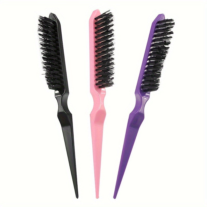 Peine de plástico para cabello, herramienta de peinado con fila triple para uso en barberías y salones