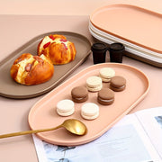 2-Piece Oval Plastic Serving Trays for Desserts Pastries Home Restaurant Cafe