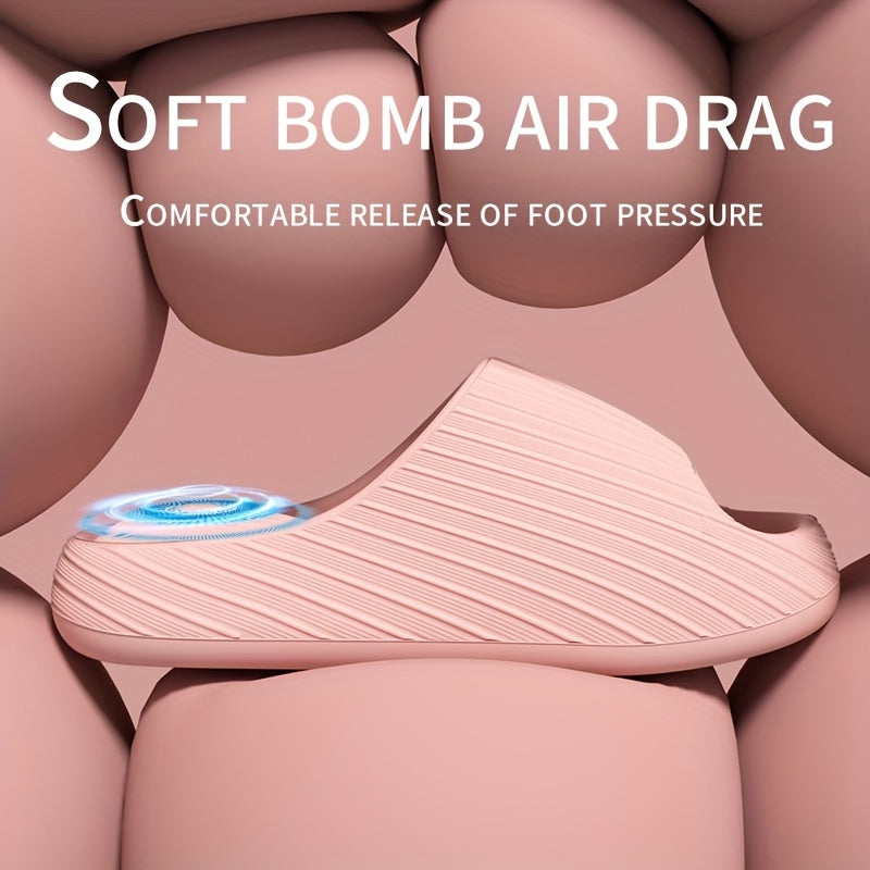 Women's EVA Pillow Slippers Open Toe Shower Sandals Black/Beige