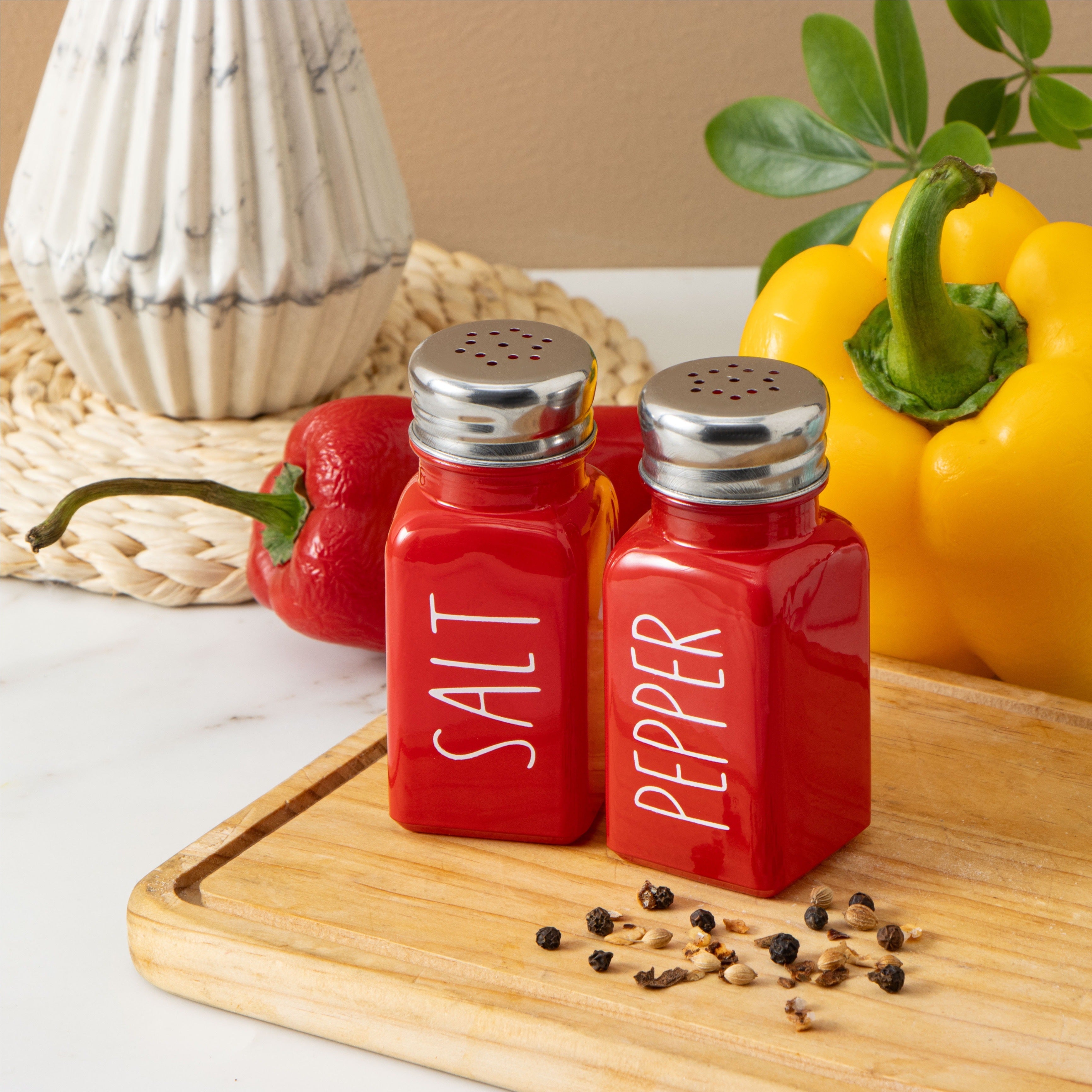 Ceramic Salt and Pepper Shakers Set for Kitchen and Outdoor Use