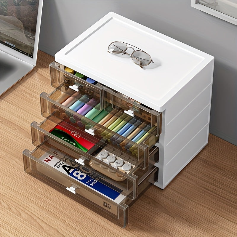 Большой пластиковый органайзер для стола с ящиком для косметики, офисных принадлежностей и туалетных принадлежностей