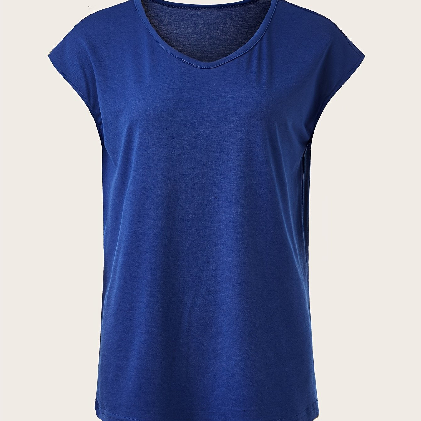 Plus Size Women's Light Blue V-Neck Short Sleeve Polyester Sports T-Shirt