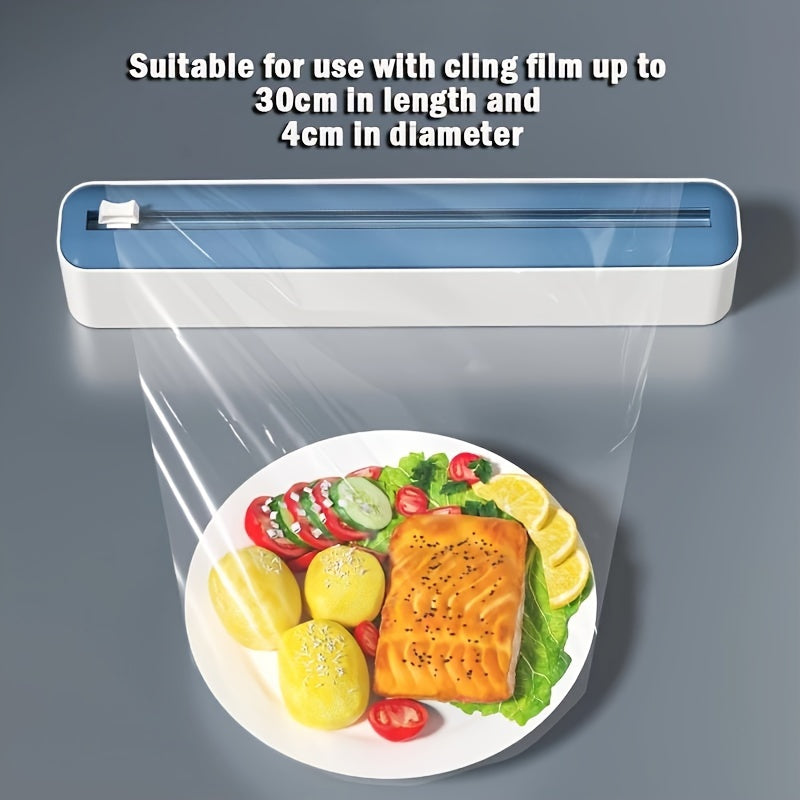 Refillable 2-in-1 Kitchen Wrap Dispenser with Cutter for Plastic and Foil