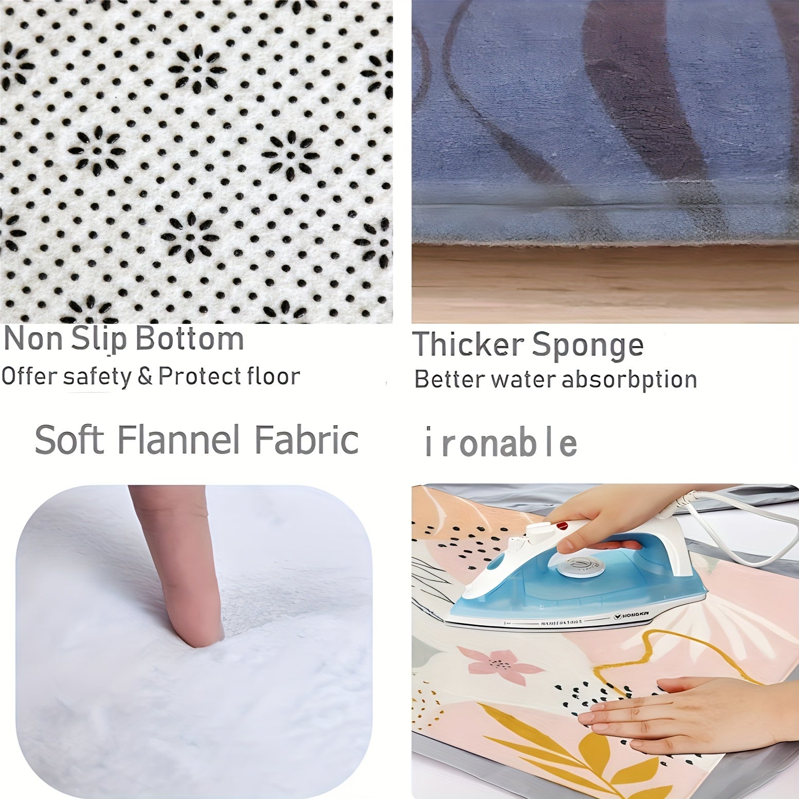 Black Door Mat with Airplane Design Non-Slip Absorbent Indoor Rug