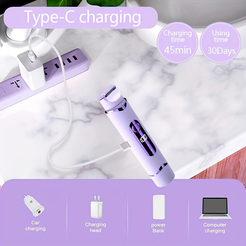 2-in-1 ayollar uchun elektr shaver, ho'l va quruq, soch olib tashlash, USB quvvatlanadigan bikini trimmeri, sayohat uchun