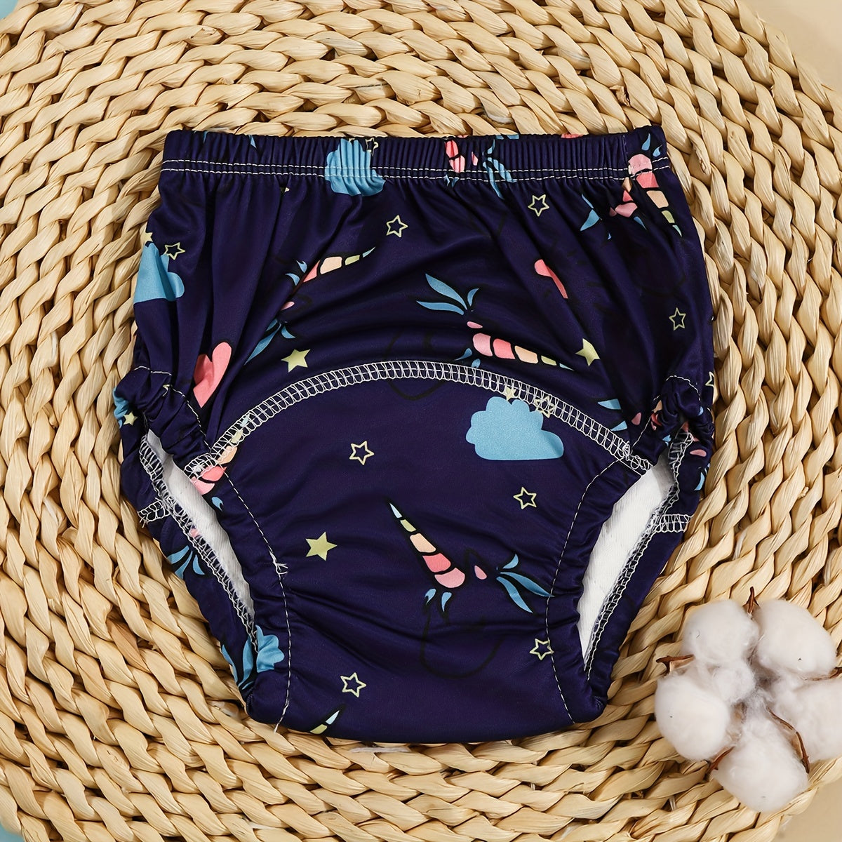 Juego de 3 pantalones de entrenamiento reutilizables para niños con patrones de dibujos animados de gasa de algodón transpirable