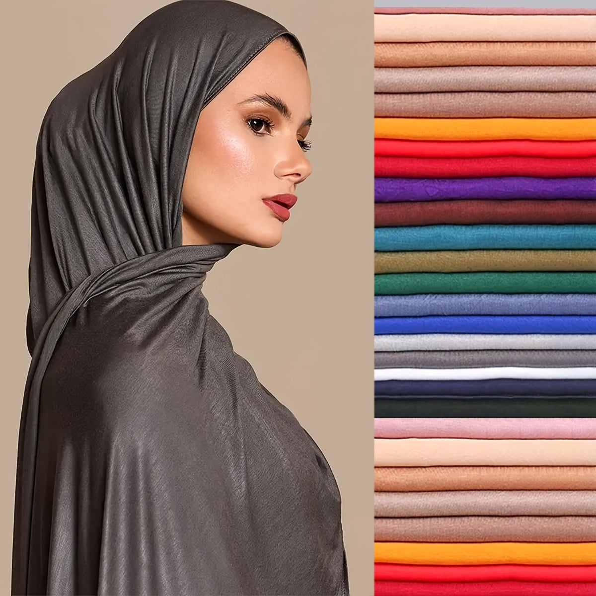 Windproof Sunscreen Shawl for Women Soft Breathable Muslim Hijab Solid Color