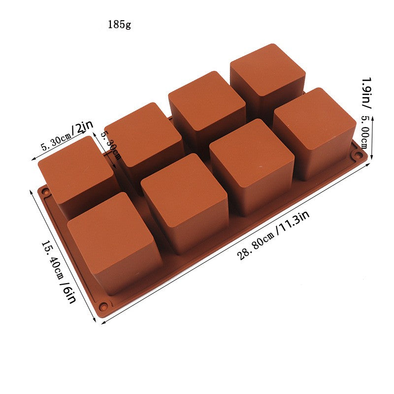 Silicone Mold 8 Square Compartments for French Desserts Jelly Pudding Cake
