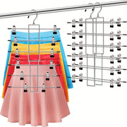 6-Tier Metal Clothes Hangers Set of 2 Non-Slip Durable Closet Organizer for Jeans Ties Scarves