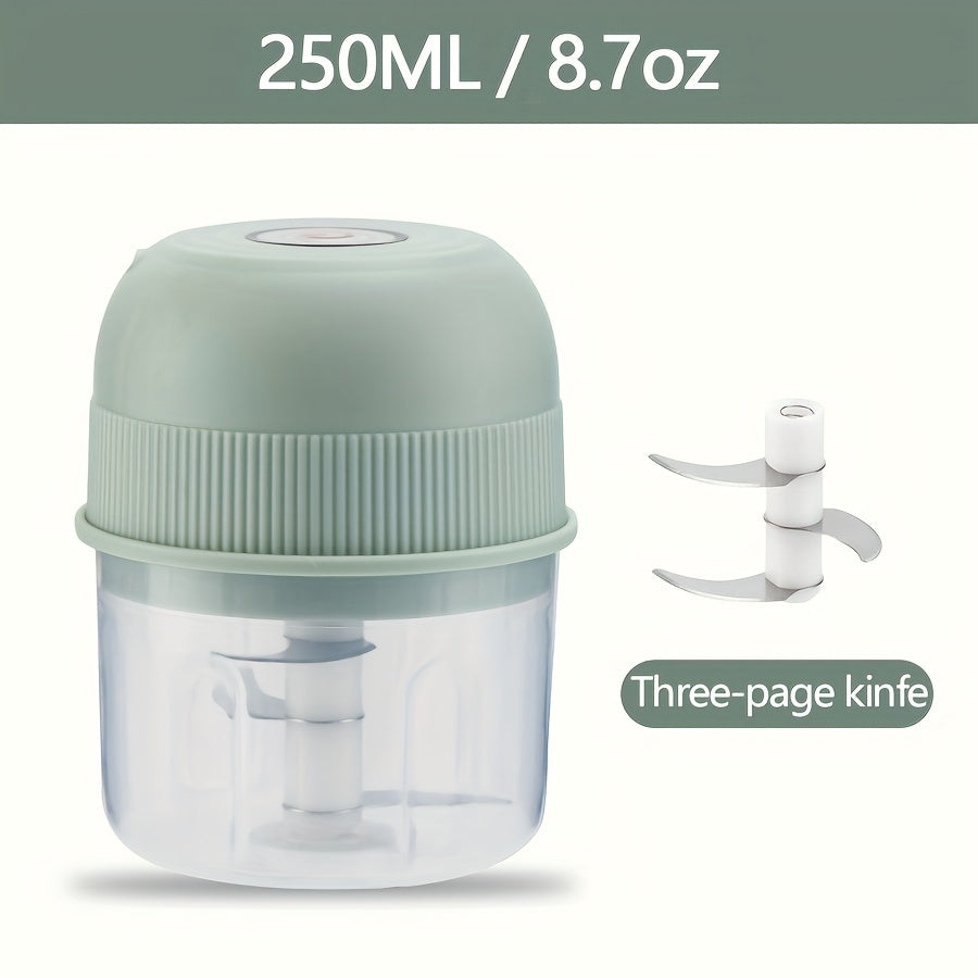 250ml Elektr mini sarimsoqpichoq USB qayta zaryadlanadigan go'sht maydalagich oshxona asbobi