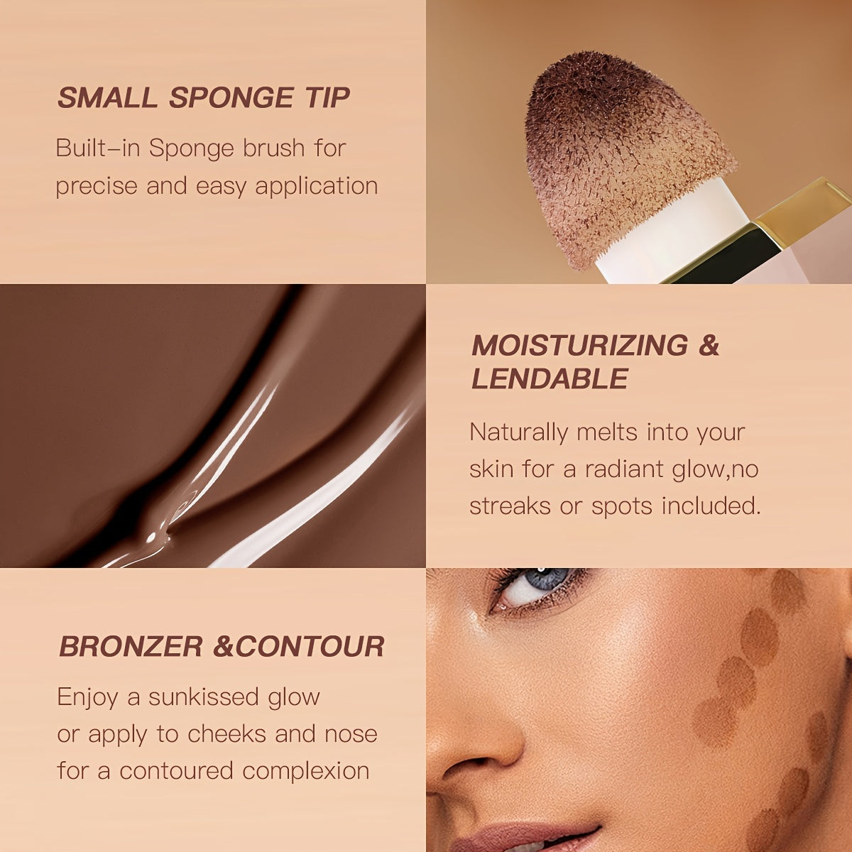 Set de 3 tonos de barra correctora para mujer de cobertura total, maquillaje mate de larga duración