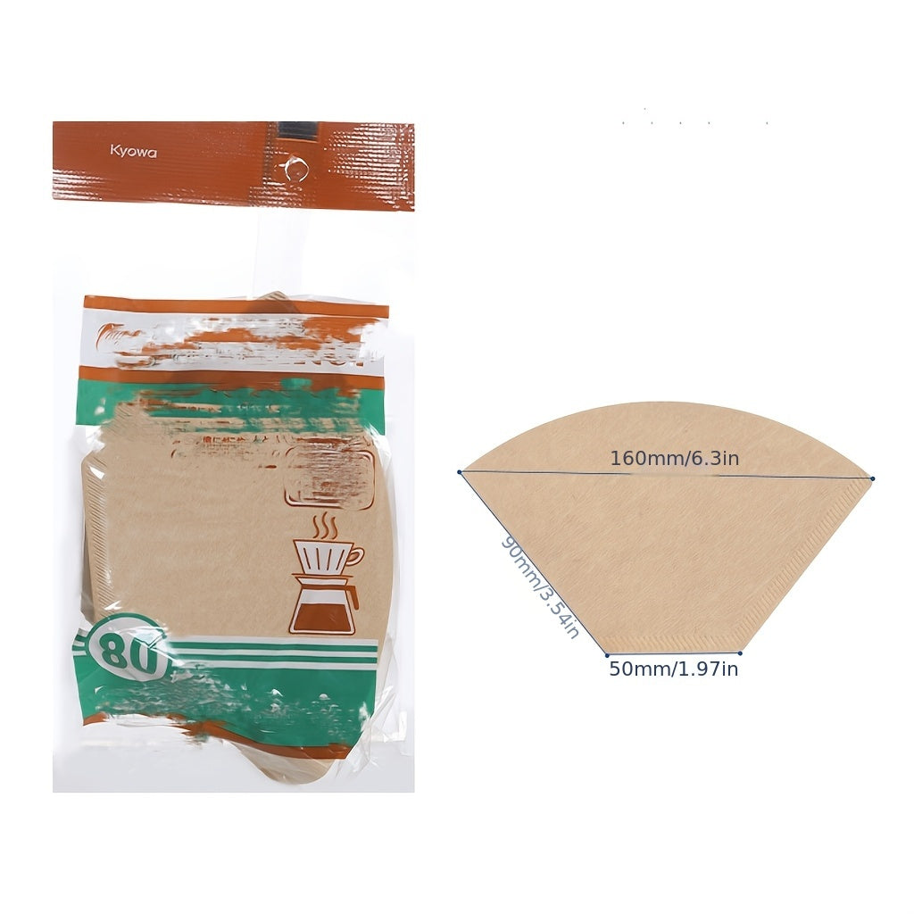 Natural Wood Pulp Coffee Filters Fan-Shaped Pack of 50 or 80 for Drip Coffee Machines