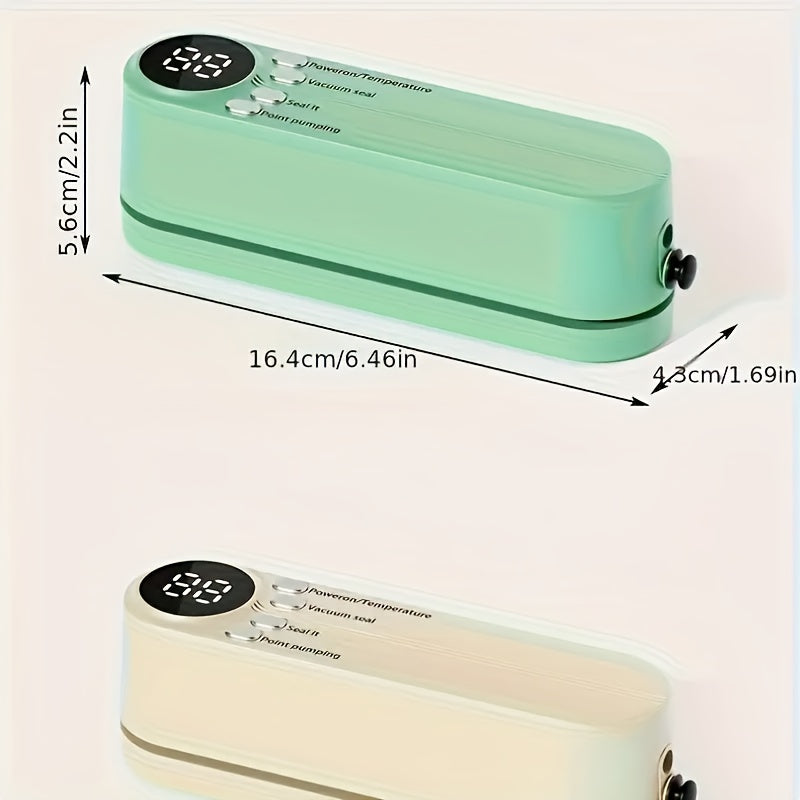 Ko‘p funksiyali portativ USB qayta zaryadlanadigan vakuum yopishtiruvchi, ovqatni saqlash uchun sayohat davomida. Qadoqlash uchun snack seal, tashqi suv tortish va inflatsiya, hamda 1200mAh litiy batareyaga ega.