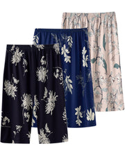 Women's Plus Size Casual Sleep Shorts with Floral Print and Elastic Waist for Lounge