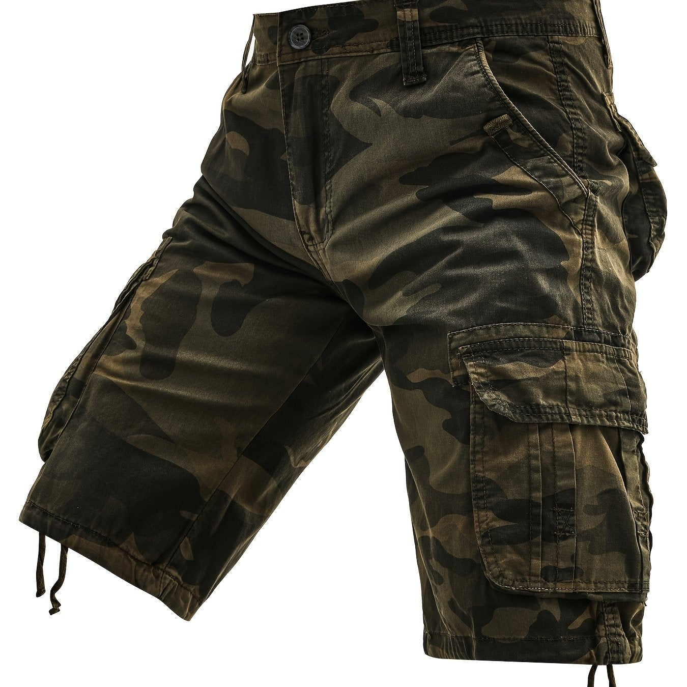 Men's Plus Size Cotton Camo Cargo Shorts Street Style Multi-Pocket Non-Stretch Fabric