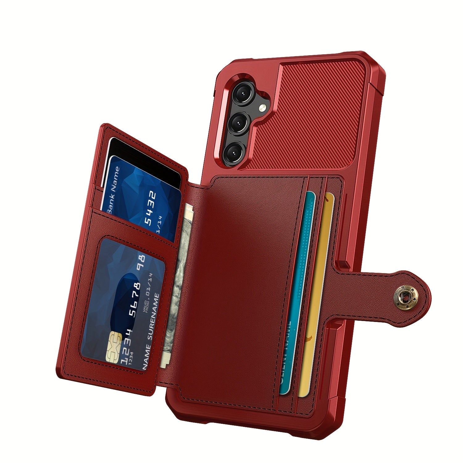 Faux Leather Card Holder Phone Case for Galaxy A55 5G A35 5G with Card Slot Shockproof Durable TPU Flip Wallet