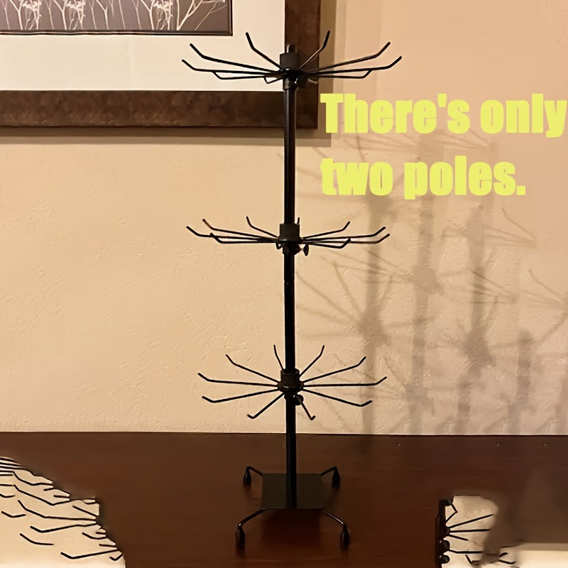 3-Tier Jewelry Tree Organizer with Rotating Base Plastic Countertop Stand for Necklaces Earrings and Bracelets