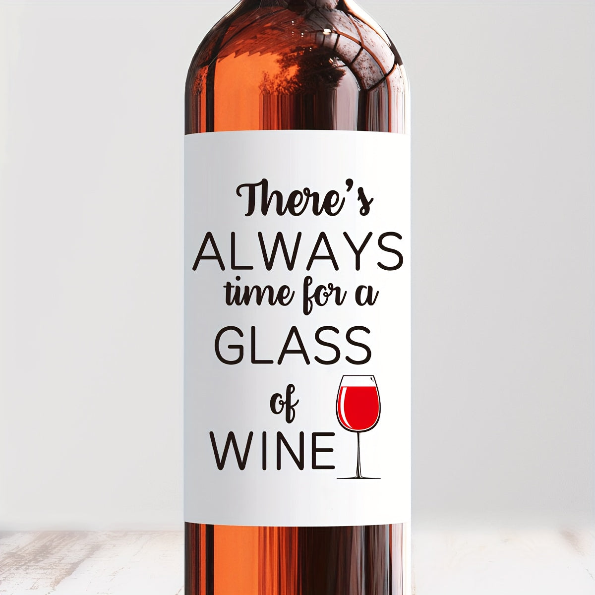 Set of 2 Wine Labels "There's Always Time for a Glass of Wine" Gift for Wine Lovers and Friends