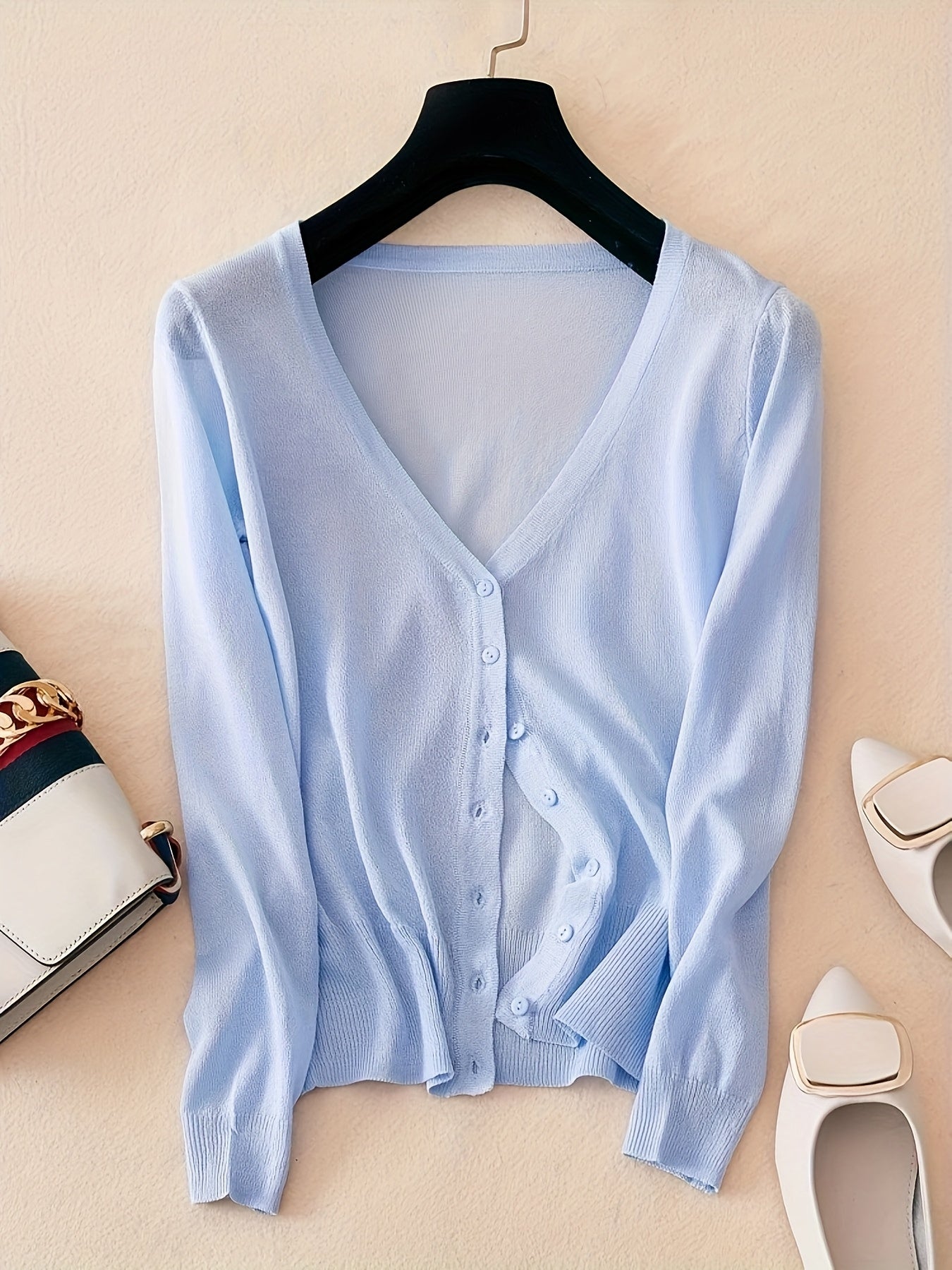 Plus Size Women's Lightweight V-Neck Cardigan for Summer Dress and Skirt