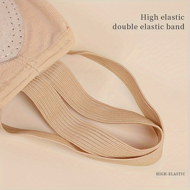 Women's Lightweight Elastic Half-Sole Ballet Shoes Beige Rhythmic Dance Footwear