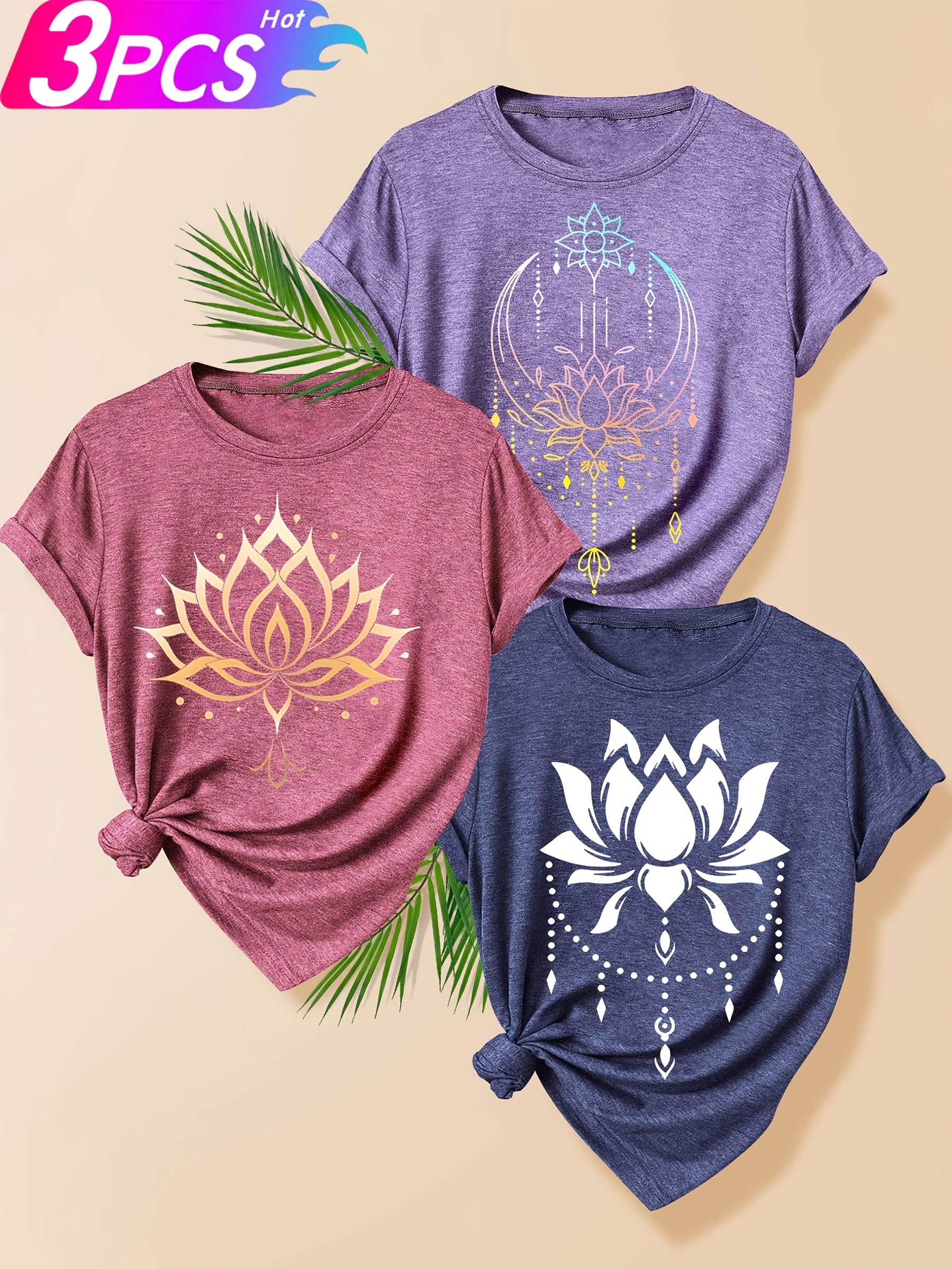 Women's Floral Pattern Short Sleeve T-Shirt Summer Casual Top Multiple Colors