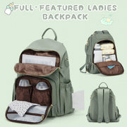 Large Capacity Waterproof Diaper Bag Backpack for New Moms with Insulated Bottle Pockets and Laptop Compartment