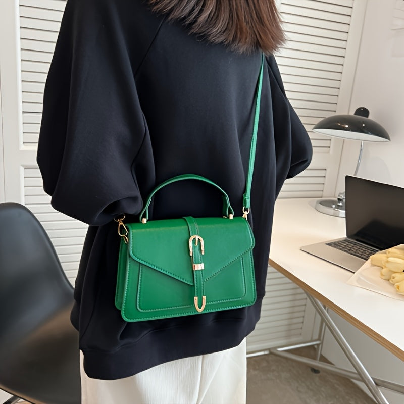 Women's Small Square PU Bag with Single Shoulder Crossbody Removable Strap in Black White Light Khaki