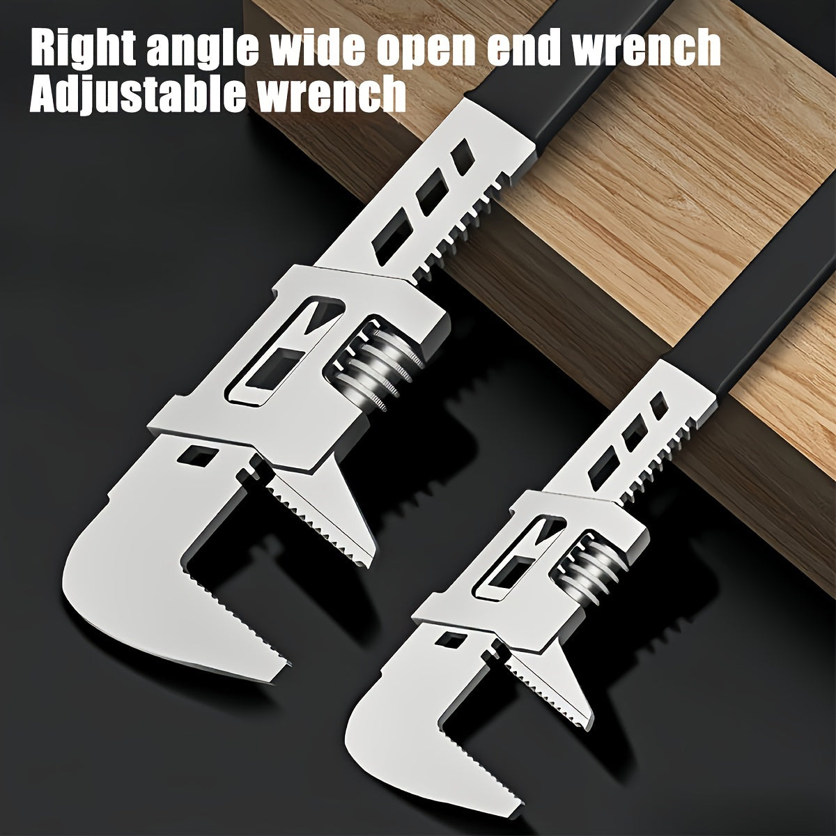 Large Opening Adjustable Wrench for Pipes and Fittings, Auto Repair